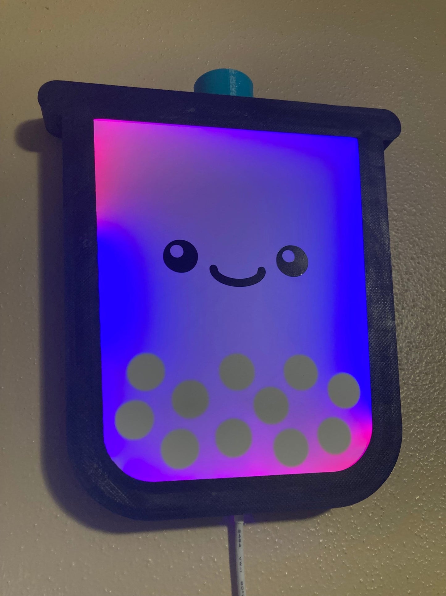 Kawaii Boba Tea RGB Wall Light - Cute Bubble Tea Home Decor Light - Smart Wall Light - Adorable Night Light - Kawaii Aesthetic - 3D Printed