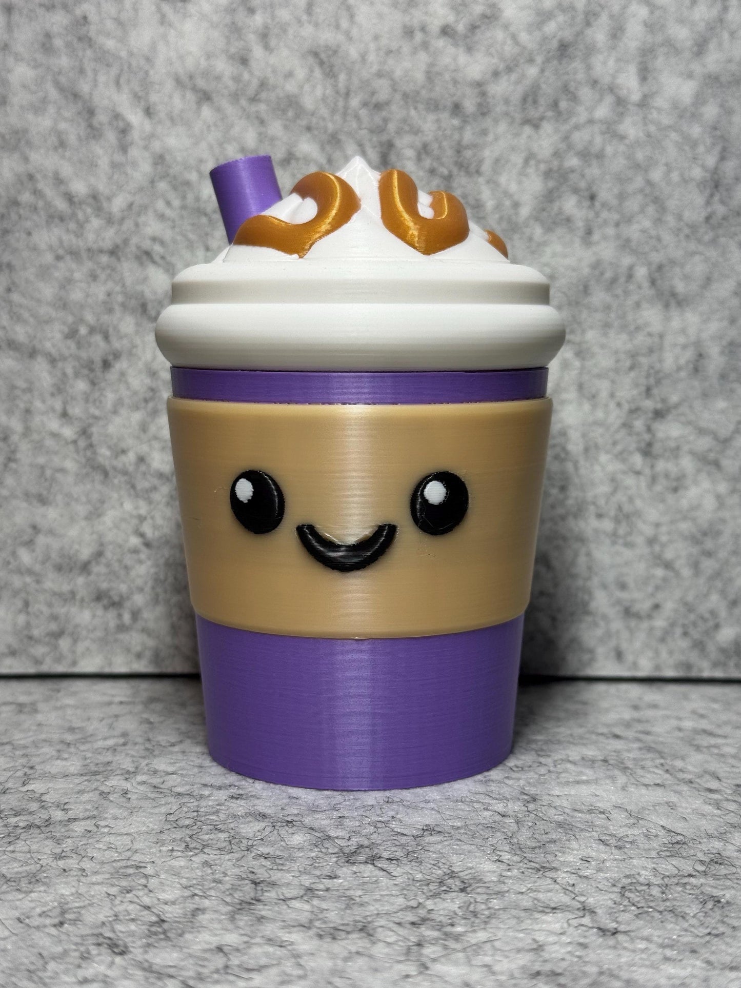 Cute Kawaii To Go Coffee Cup 3D Printed Stash Container With Optional Mystery Mini Prints Customizable Cup Color