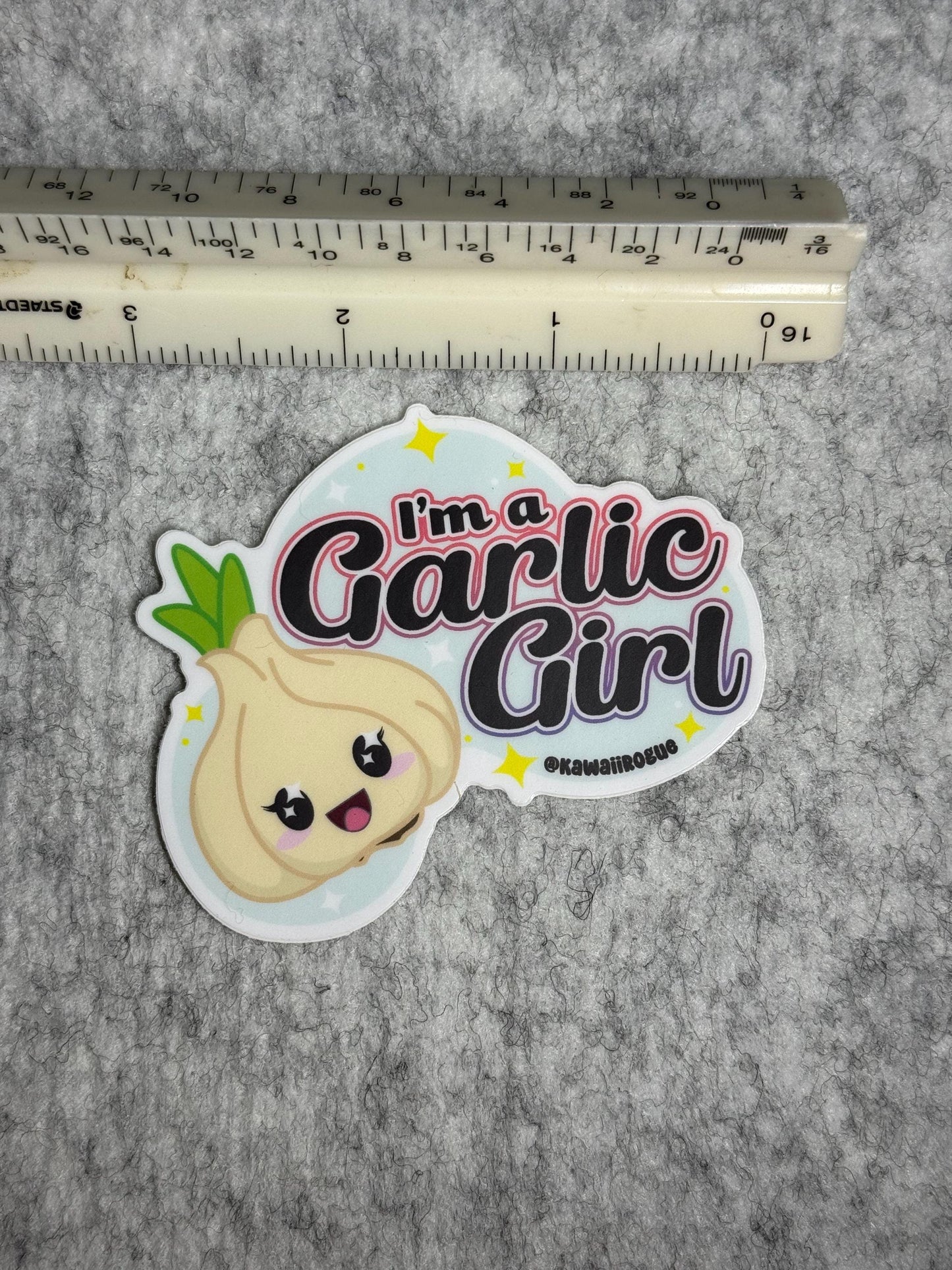 I'm A Garlic Girl Sticker - Cute Kawaii Foodie Sticker - 3 inch decal -Adorable Herb for garlic lovers - Twisted Humor For The Mentally Ill