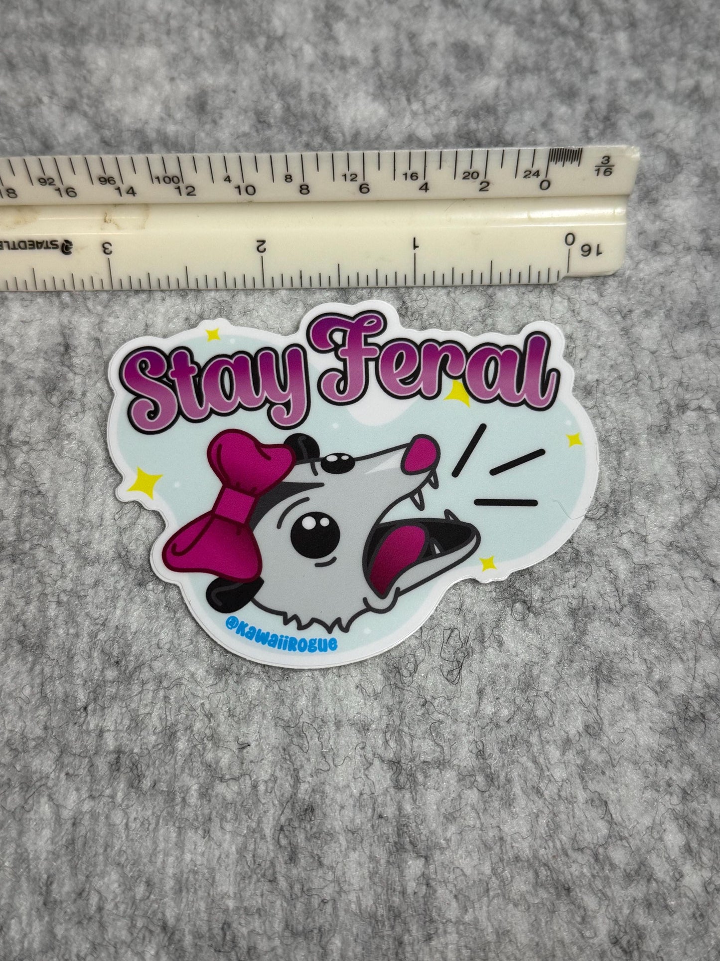 Stay Feral Sticker - Wild possum Decal - Feral Housewife - Cute Opossum Humor - Mentally Ill Sticker