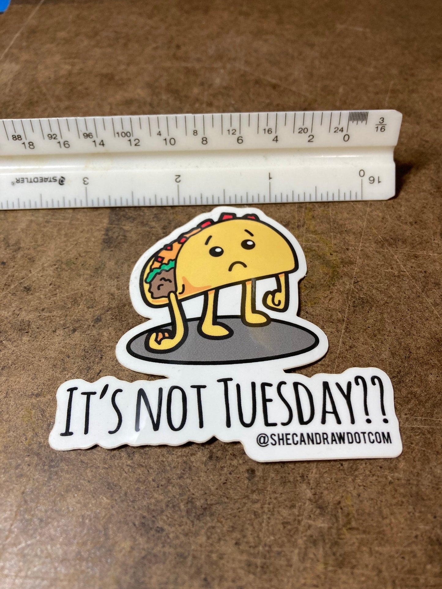 It’s Not Tuesday?? Sad Taco Cartoon sticker