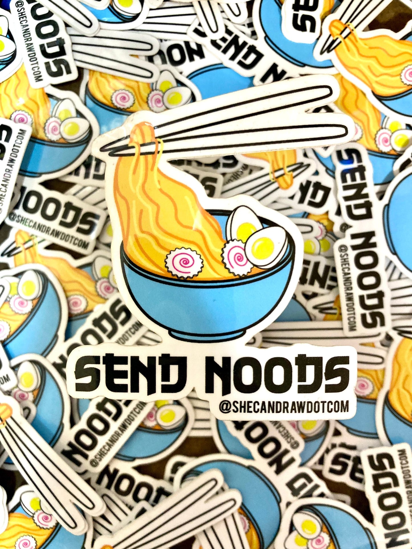 Send Noods! Cartoon Funny Ramen Bowl sticker