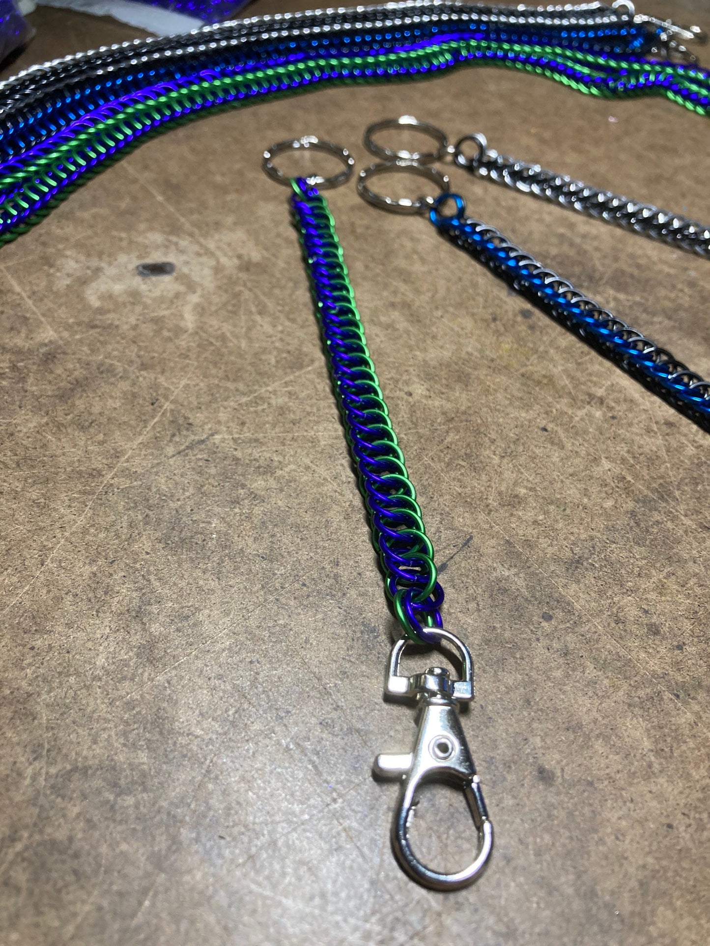 Custom Colors Chainmail Keychain ring lanyard cosplay convention