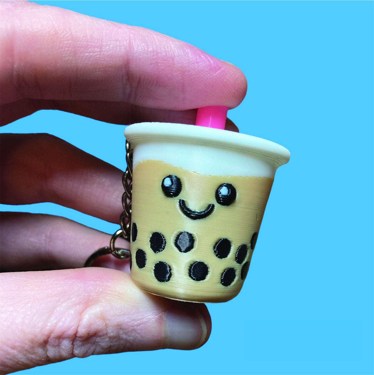 Cute Kawaii Boba Tea Keychain - Bubble Tea accessory - 3D printed Milk tea keychain - for people who love that adorable harajuku look