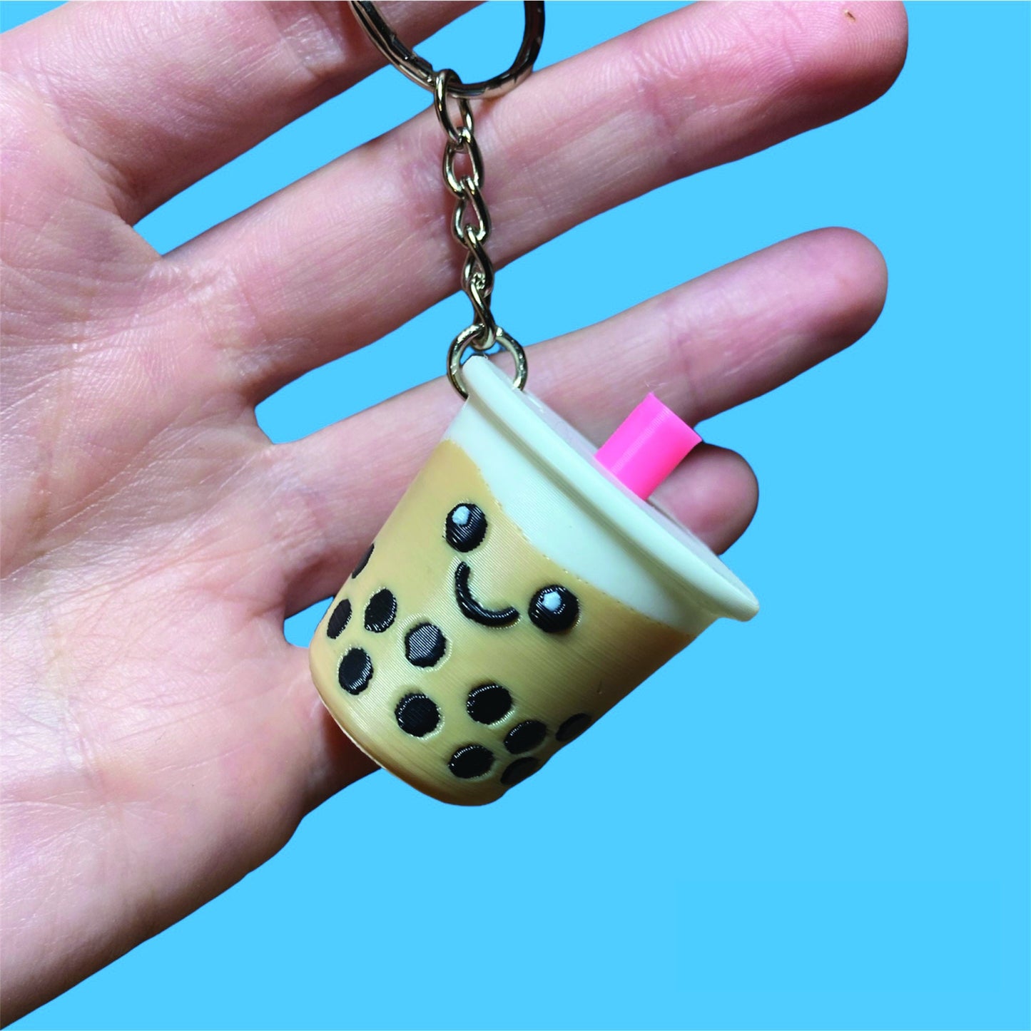 Cute Kawaii Boba Tea Keychain - Bubble Tea accessory - 3D printed Milk tea keychain - for people who love that adorable harajuku look