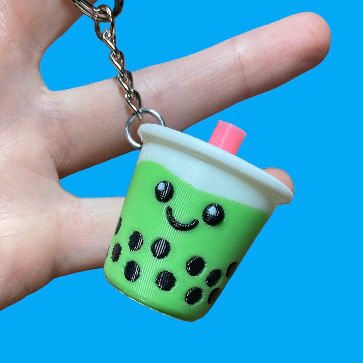 Cute Kawaii Boba Tea Keychain - Bubble Tea accessory - 3D printed Milk tea keychain - for people who love that adorable harajuku look