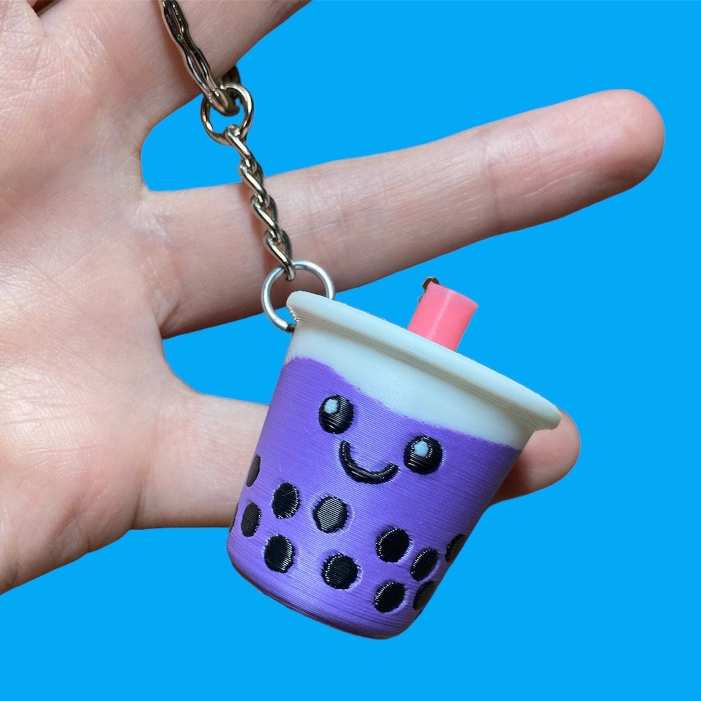 Cute Kawaii Boba Tea Keychain - Bubble Tea accessory - 3D printed Milk tea keychain - for people who love that adorable harajuku look