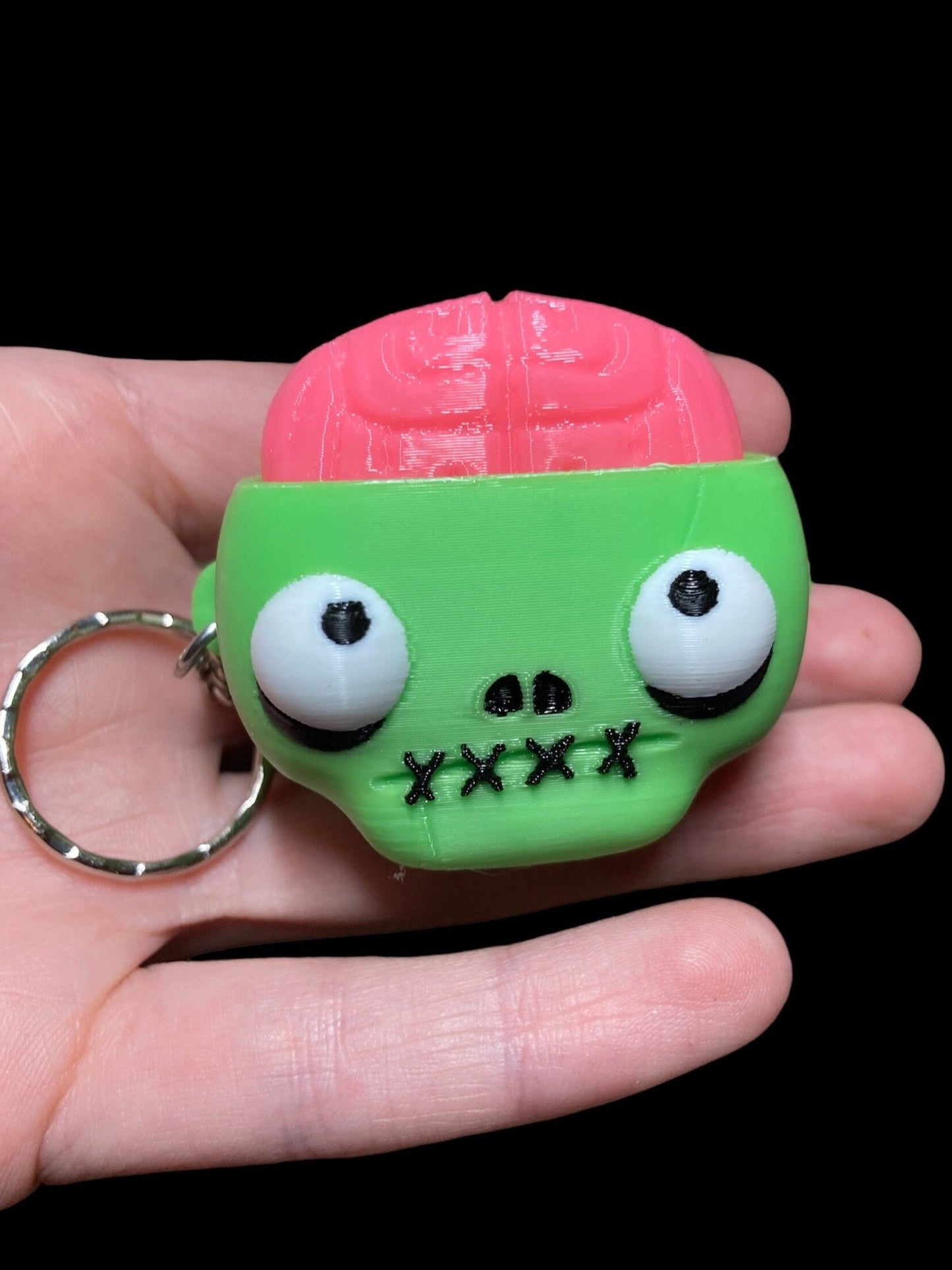 Cute Zombie Fidget Keychain - fidget accessory - adorable Halloween fidget keychain - zombie brains keychain for horror lovers that fidget