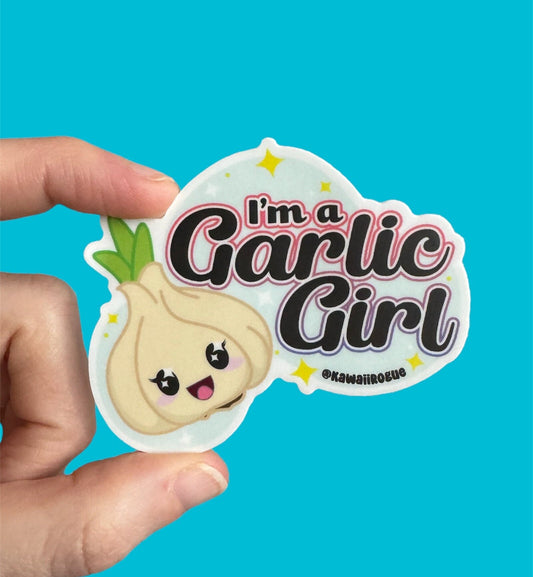 I'm A Garlic Girl Sticker - Cute Kawaii Foodie Sticker - 3 inch decal -Adorable Herb for garlic lovers - Twisted Humor For The Mentally Ill