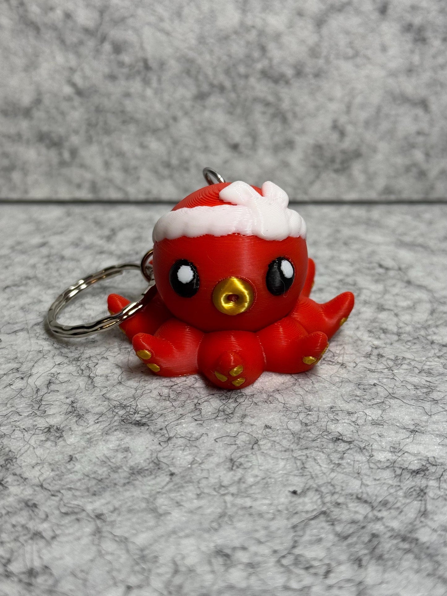 3D Printed Kawaii Takoyaki Octopus Fidget Spinner Keychain - Japanese Octopus Chef - Customizable Color