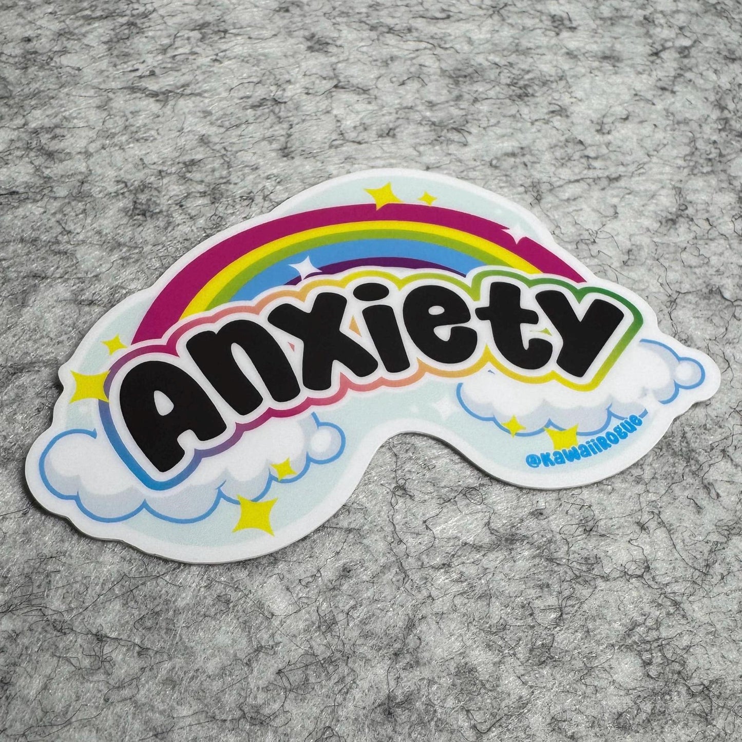 Anxiety Rainbow - Cute Kawaii Rainbow Sticker - 3 inch sticker - Dark Humor Decal - Twisted Humor For The Mentally Ill