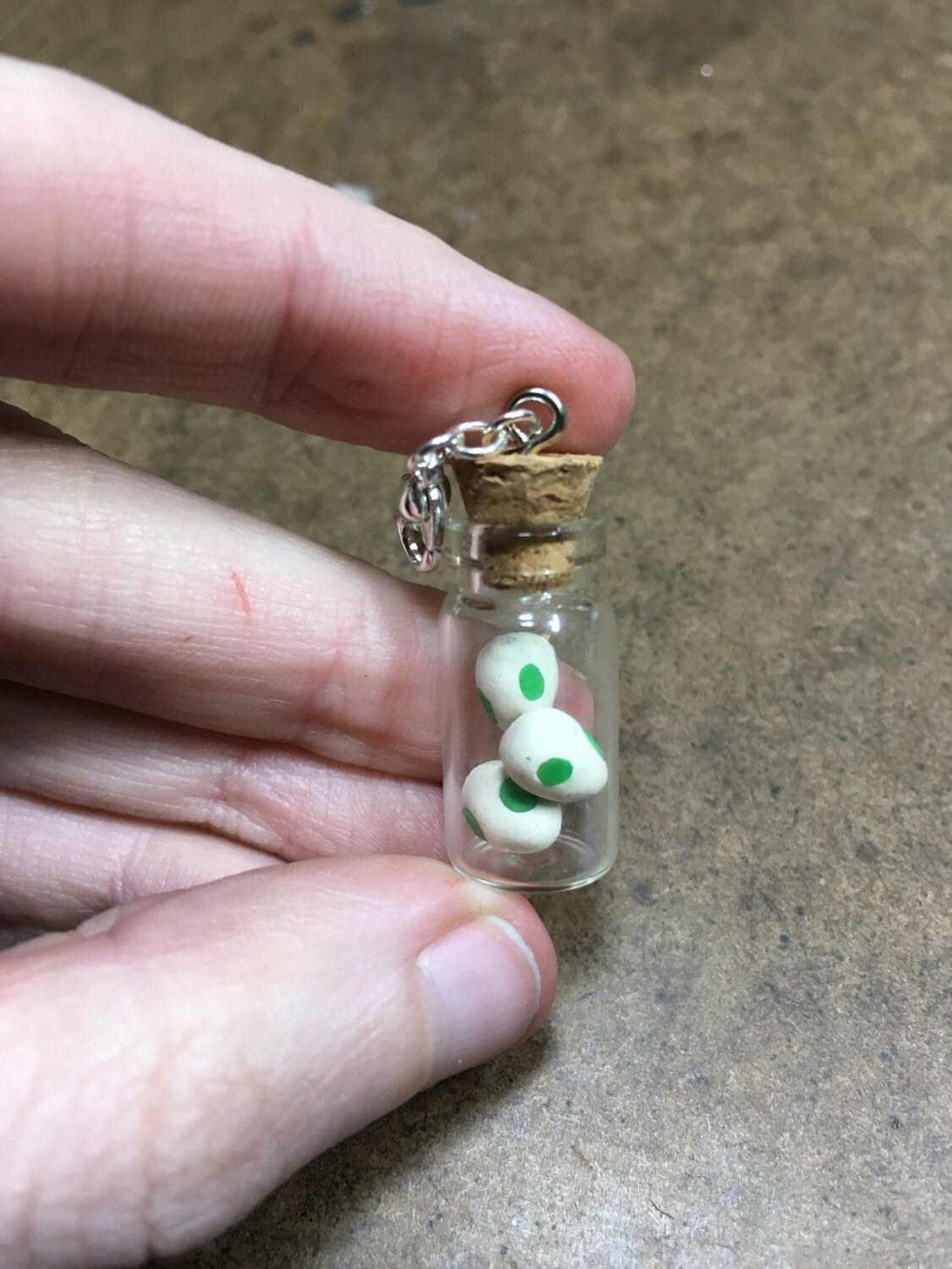 Green Spotted Egg Bottle Charm