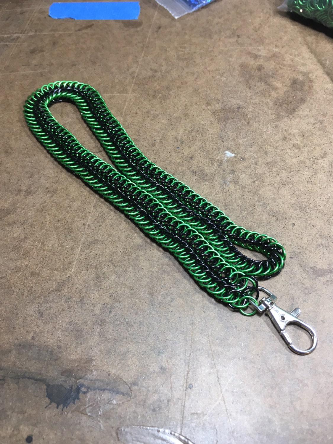 Badge Chainmail Lanyard - Green and Black