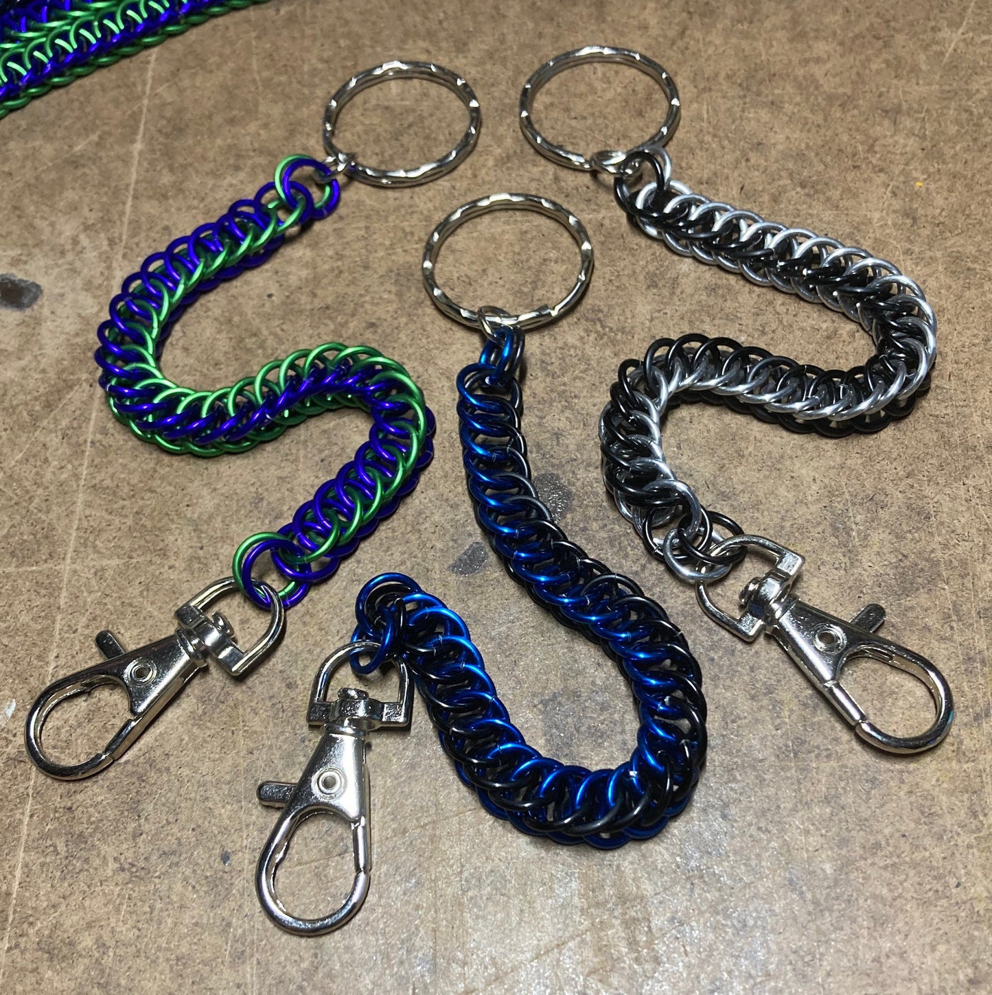 Custom Colors Chainmail Keychain ring lanyard cosplay convention