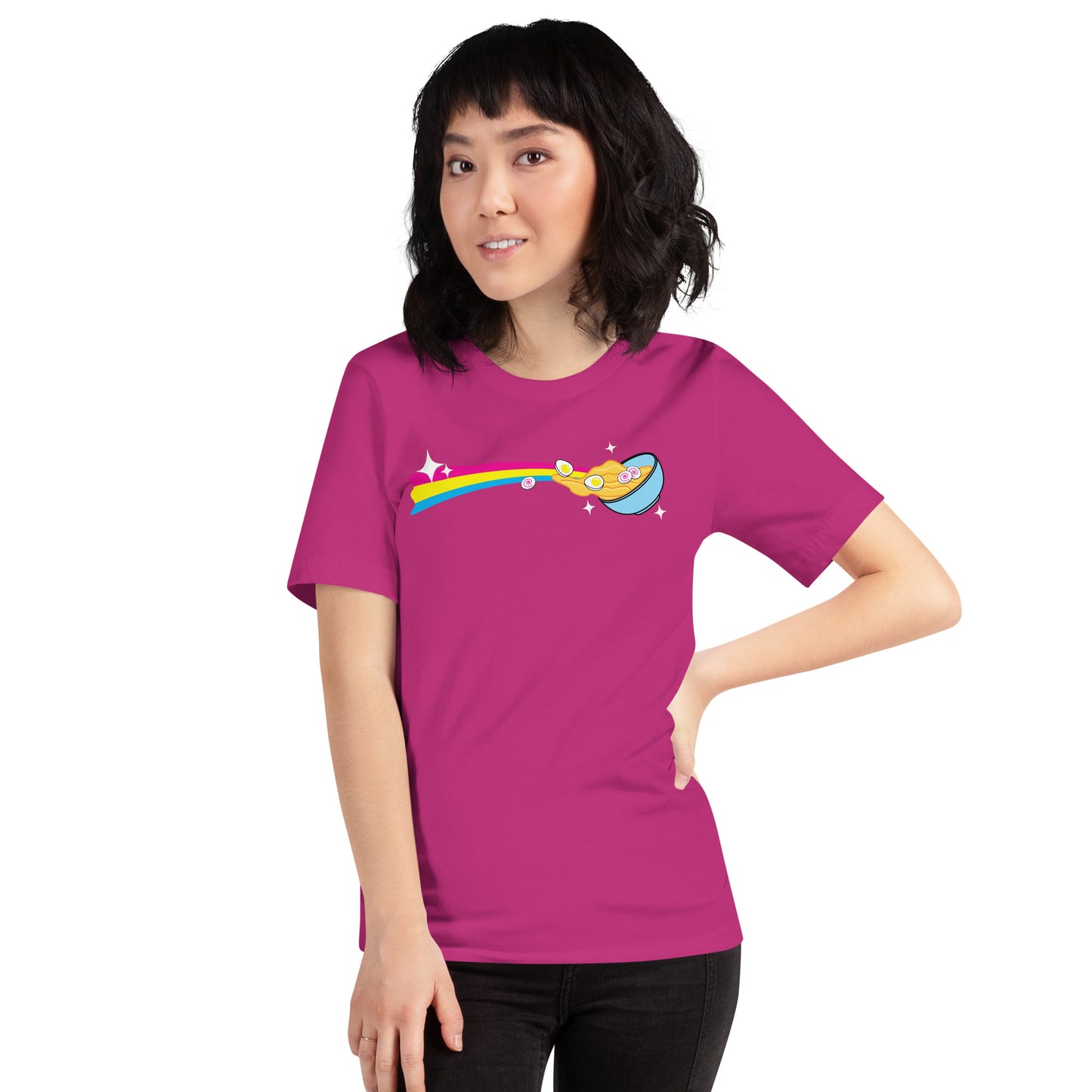 Womens Blasting Rainbow Trail of Ramen Trendy Design Unisex t-shirt