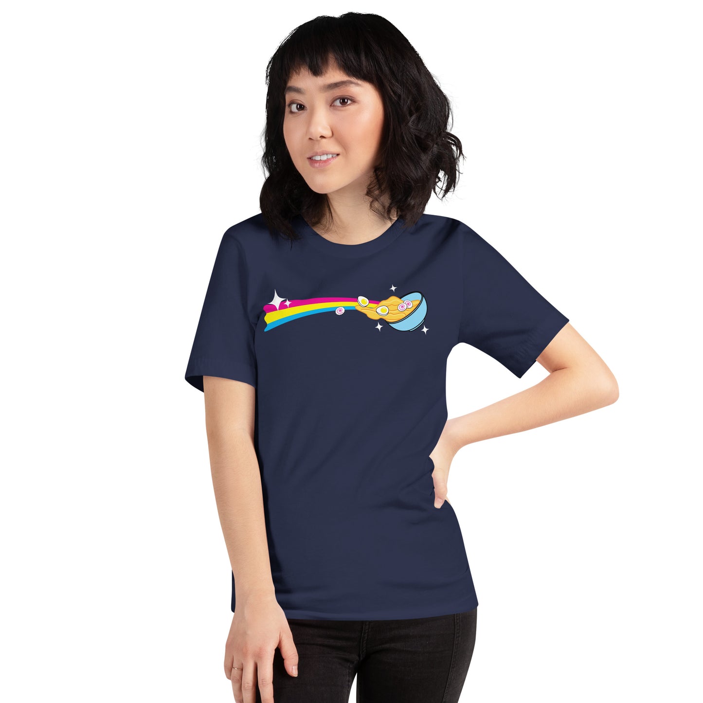 Womens Blasting Rainbow Trail of Ramen Trendy Design Unisex t-shirt