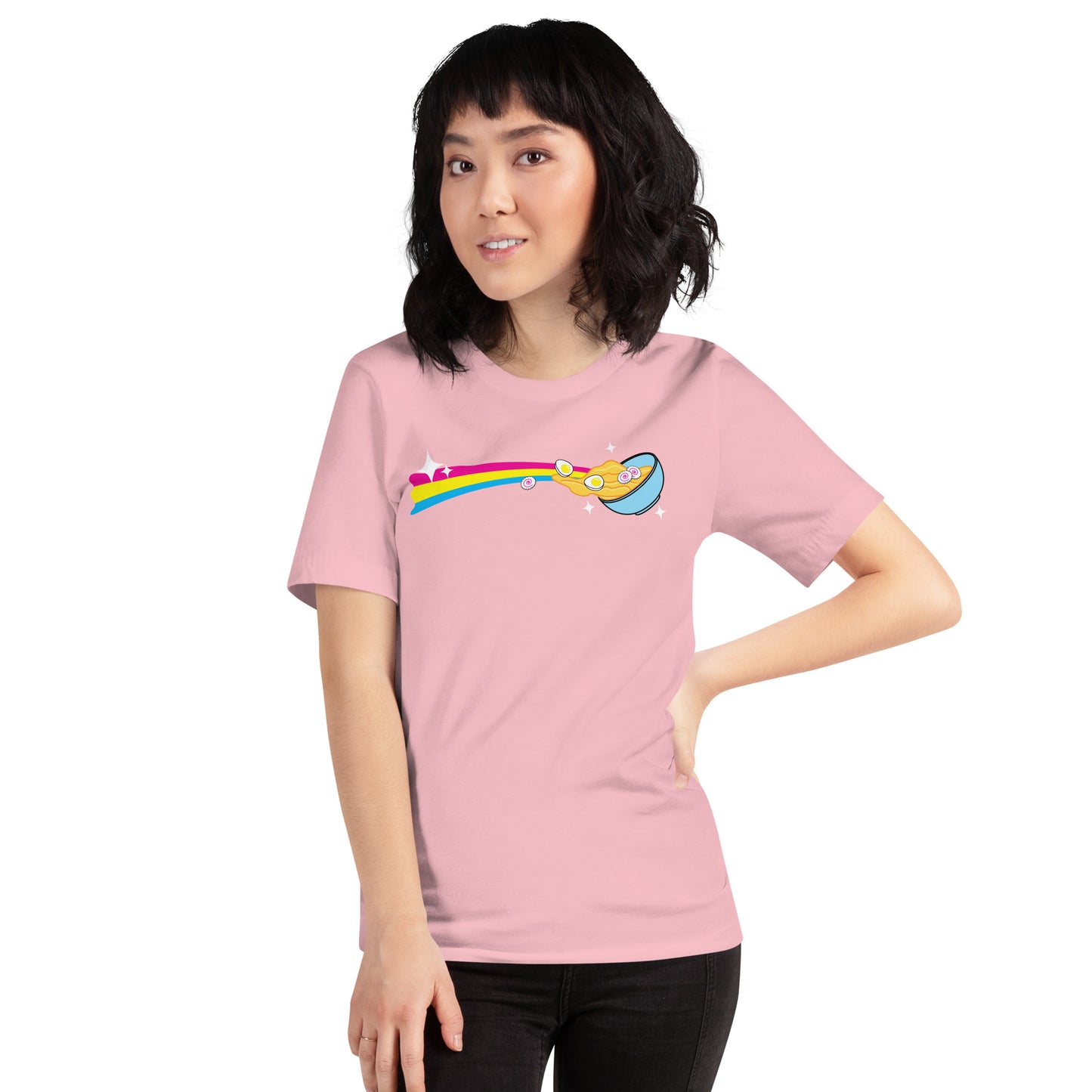 Womens Blasting Rainbow Trail of Ramen Trendy Design Unisex t-shirt